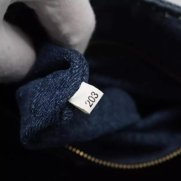 PRADA Canapa PM Hand Bag Denim Blue Gold Auth - Picture 6 of 15